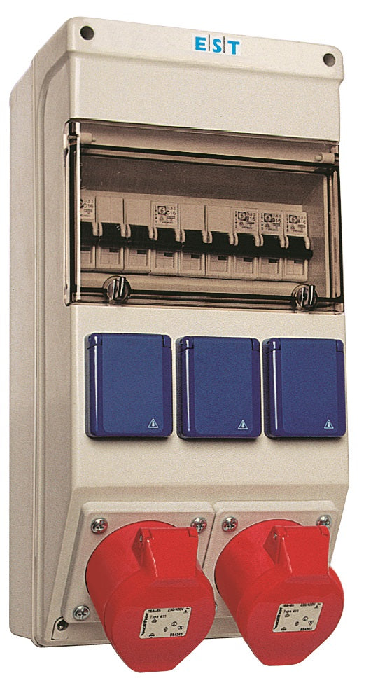EST P698L01130 Zásuvkový rozvaděč bez přístrojů, 1x400V/32A, 1x400V/16A, 3x230V, IP44 EST P698L01130 Zásuvkový rozvaděč bez přístrojů, 1x400V/32A, 1x400V/16A, 3x230V, IP44